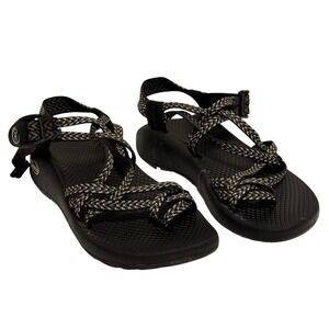 Chaco Z Sandals Women's Size 6 Black White Strappy Toe Loop Adjustable Buckle *